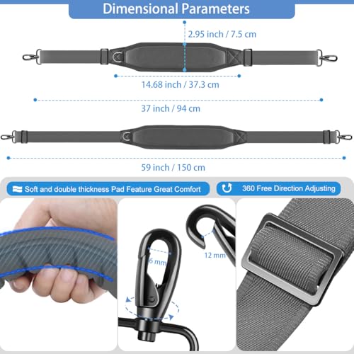Image of ZINZ 3D Air Cushion Bag Strap 59 inch Adjustable Belt with Padded & Dual Clasps & Swivel Hooks, Comfort Strap for Bags