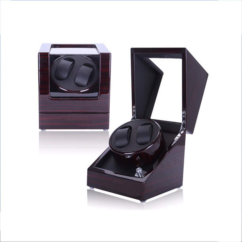 CGCSYZ Mechanical Watch Dual Watch Winder, Silent Running Rotating Motor, Automatic Mechanical Watch Box, 18 * 18 * 19.5Cm (Black A)
