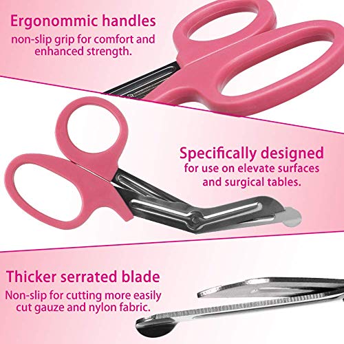 Opoway Nurse Penlight with Pupil Gauge LED Penlight Medical for Doctor Nurse Diagnostic with Free Batteries and 7 ½" Pink Bandage Scissors