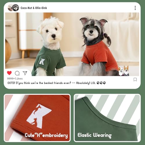 Koneseve Dog Shirt Soft Cotton Stretchy Clothes for Medium Large Dogs 2-Pack Rust & Mist Green 4XL by Koneseve - Image 6