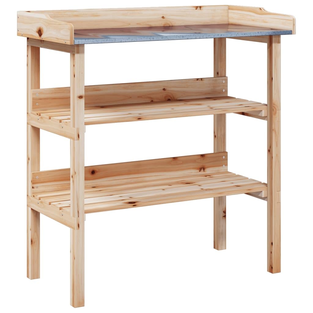 vidaXL Plant Table with Shelves, Plant Pot Stand for Indoor Outdoor, Plant Holder for Decorative, Flower Stand Flower Pot, Solid Wood Fir