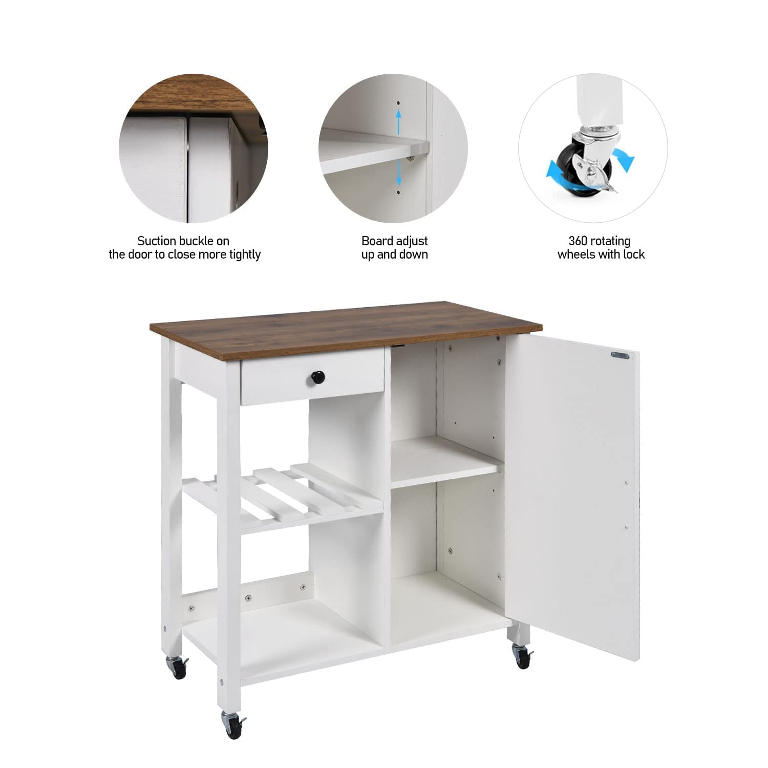 Buy Small Kitchen Island on Wheels with Storage, White Kitchen Island