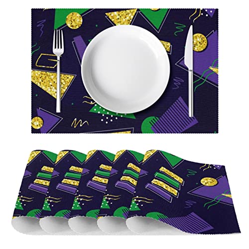 Sets de table géométriques vert et violet chic (lot de 6) anti-dérapants - 3