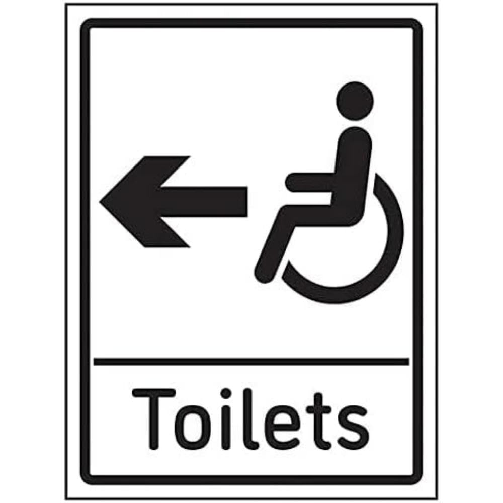 V Safety Disabled Toilets Arrow Left - 200mm x 300mm - 1mm Rigid Plastic