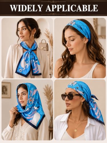 Image of Ravaiyaa - Attitude is everything Women Printed Silk Bandana 21 x 21 Inch Square Headband & Hair Wrap, Soft & Versatile | Fashion Neck Wrap