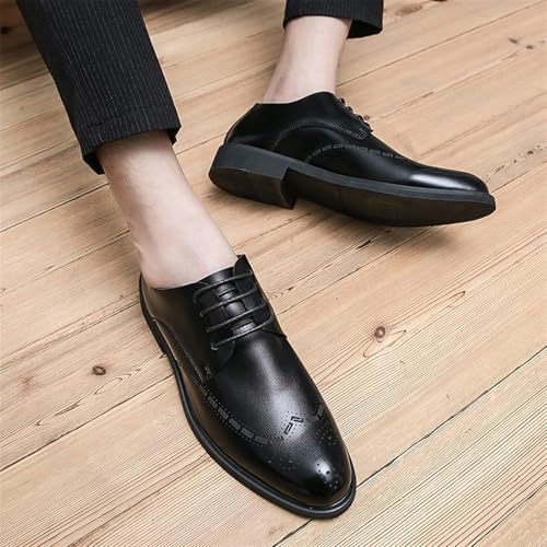 YZABEL Retro Carved Brogue Oxfords Men's Dress Shoes Classic Lace Up Formal Tuxedo Shoes Slip On PU Leather Low Rubber Sole Oxford Shoes Men2