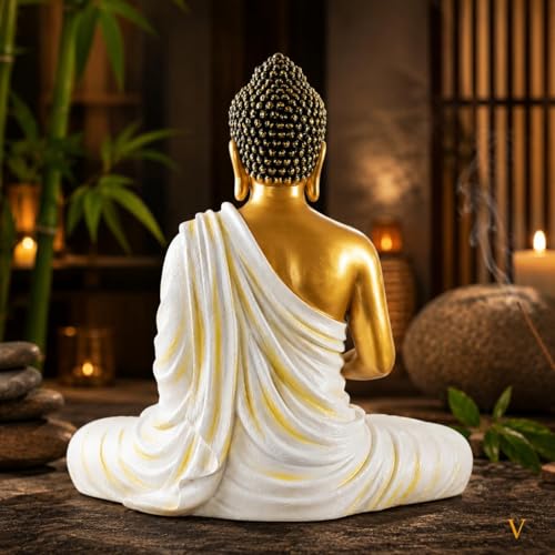 Image of Meditating Gautam Buddha Statue for Home Decor | Resin Lord Buddha Figurine Idol Showpiece Murti for Living & Meditation Room| Spiritual Decorative Gift Item (15 Inch / 38 cm)