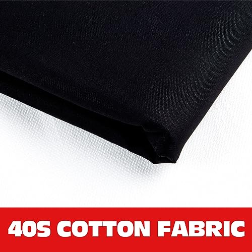 Image of 100% Black Cotton Fabric for Sewing by 1 Yard, 59 inchWidth Quilting Fabric Medium Weight 5.8 oz, Muslin Fabric by The Yard, Embroidery Cloth