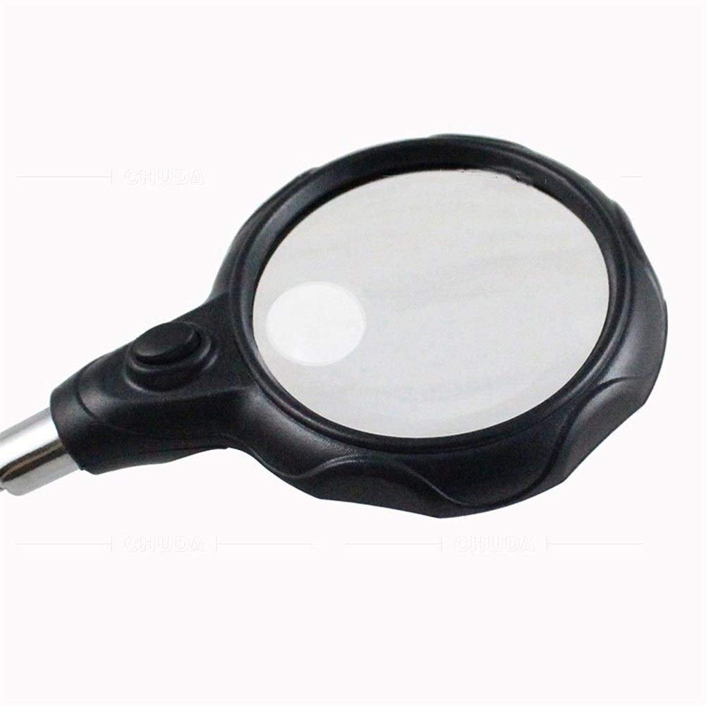 Lampada di ingrandimento a LED con Morsetto a Coccodrillo, 3,5X e 12X, da Tavolo, Saldatore, Supporto per Gioielli, Luce Regolabile, Nera