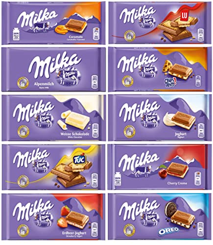 Milka Chocolate Assortment Variety Pack Of 10 Full Size Bars - Randomly Selected No Duplicates #TOP1