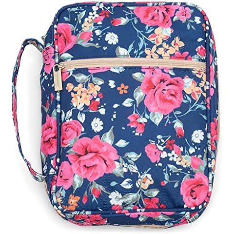 Picket Fence Floral Patterned 8 x 10.5 Inch Polyester Bible Cover Case with Handle, Augusta Floral, 8 x 10.5 Cover