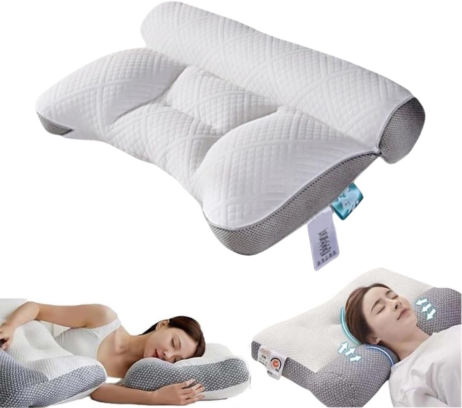 Cloud Nest Down Pillow, Ergonomic Nuzzle Pillows for Neck Pain Relief Side Sleeper, Memory Foam Cervical Support Comfort Goose Down Pillows (Grey)
