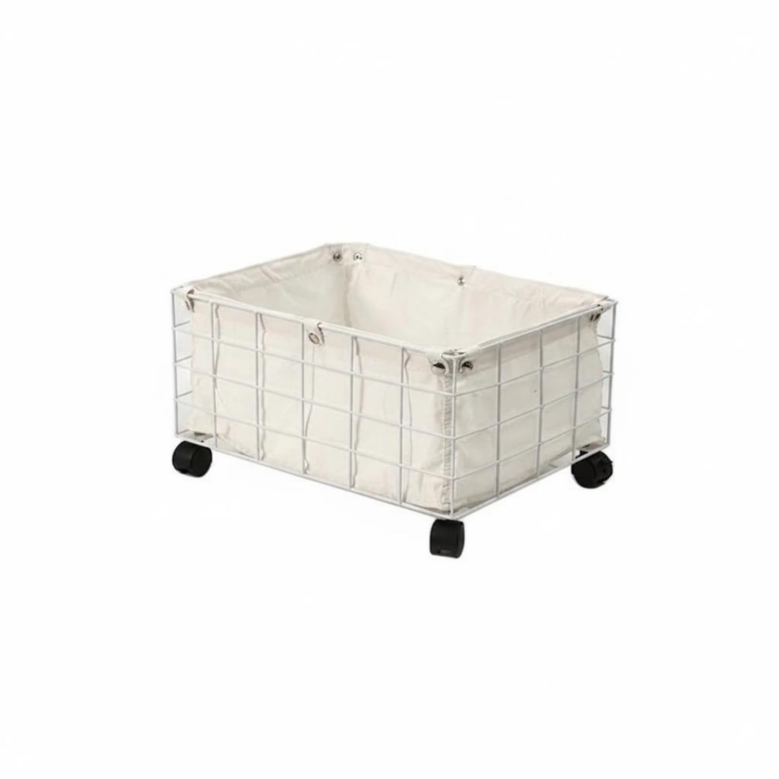 Rollkorb Gitterrahmen Metall-Aufbewahrungskorb Rechteckig Metallkorb, Weiß, size to 2
