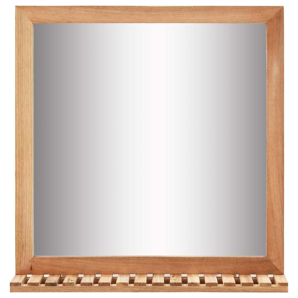 Mobiletto umywalka z litego orzecha włoskiego, 66 x 29 x 62 cm, naturalny | Z lustrem 60 x 12 x 62 cm, 2 drzwiczki grillowe, półka na szczoteczki do zębów, sklejka
