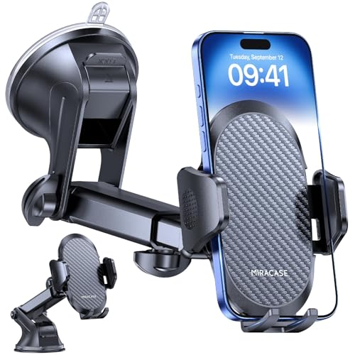Miracase Porta Cellulare Auto [2025 Ventosa Potente] Supporto Telefono Auto 360° Rotazione Porta Telefono Auto per Cruscotto & Parabrezza Universale Automobile Adatto Smartphone da 4-7.2