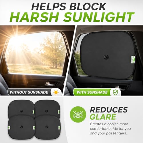 Image of DETACHI Car Side Window Sunshade for Cars 4 Pcs Black Mesh Sun Shade with Suction Cup Foldable Side Window Curtain for Sunlight, Glare & Privacy Portable Car Window Shade for Rear & Side Windows