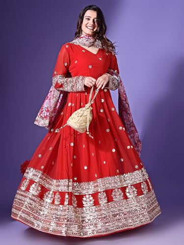 Image of Fashion Basket Georgette Embroidered Anarkali Dress for Women