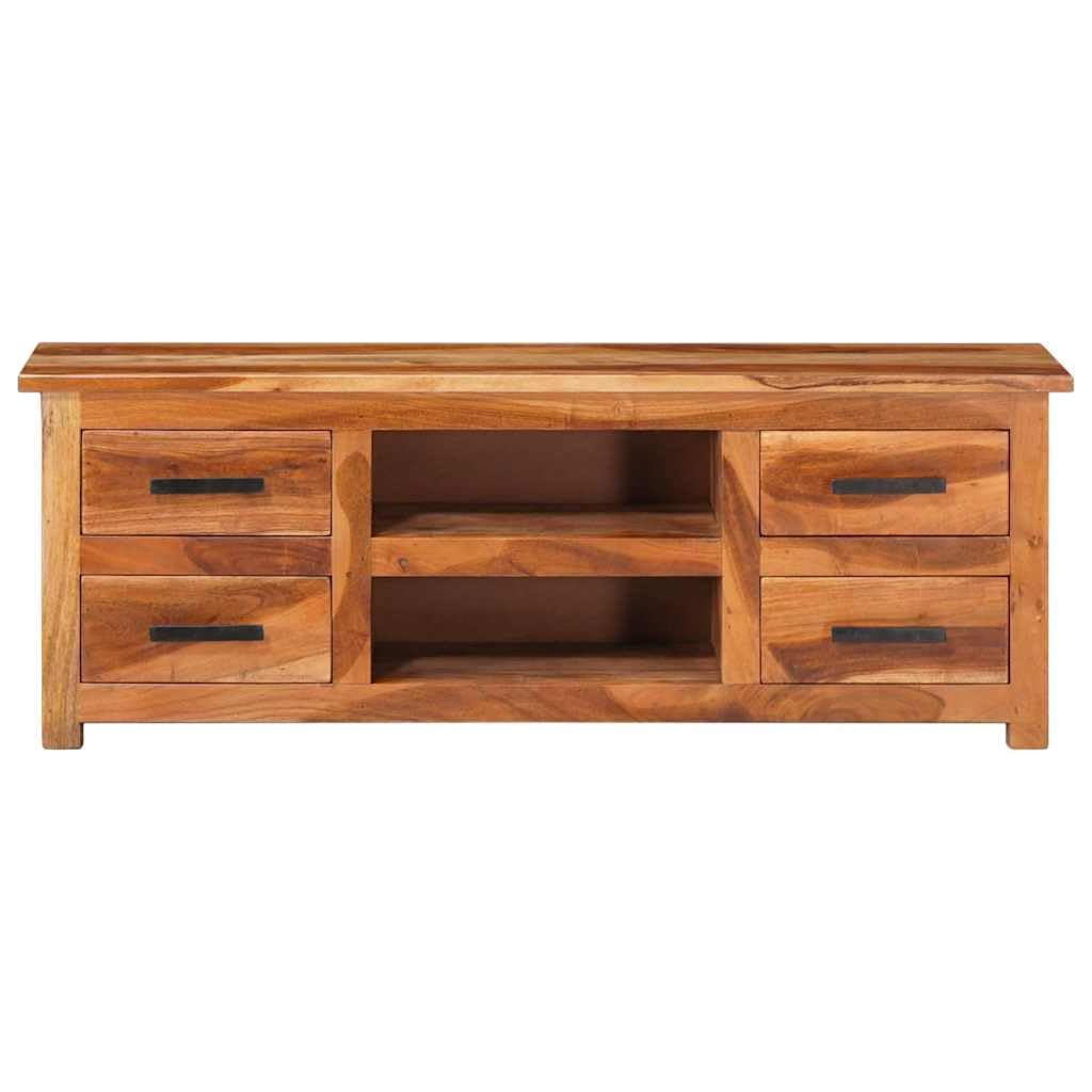 Meuble TV bas en bois massif marron 110 x 30 x 40 cm