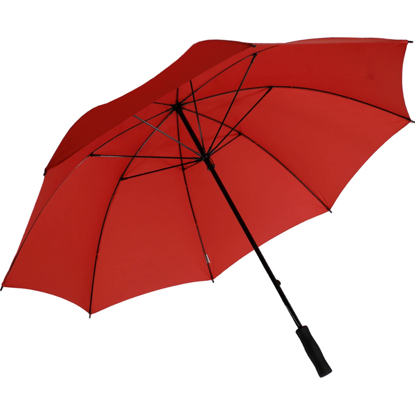 iX-brella Full-Fiber XXL - Paraguas de golf (130 cm, ligero, resistente a las tormentas con mango suave), rojo oscuro, 130 cm