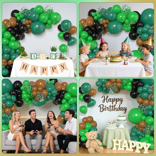 Image of Amandir 153pcs Green and Brown Balloon Garland Arch Kit Different Sizes