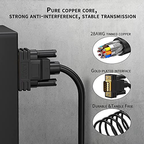 Juxinice Db9 Male To Female Extension Serial Cable 6 Foot Double Shielded With Foil And Braid, D-Sub 9 Pin Rs232 Rs485 Serial Shielded Cable 6Ft #TOP7