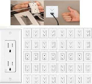 15 Amp Decorator Receptacle Duplex Wall Outlet,15A/125V/1875W, 2 Pole 3 Wire, UL Listed, Tamper Resistant, Self Grounding Outlet, Residential Commercial (40 Packs Wall Outlet with Plate Cover)
