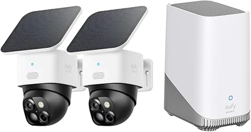 eufy Security SoloCam S340 - Paquete de 2 cámaras con HomeBase S380 (HomeBase 3), cámara de seguridad solar, cámara inalámbrica para exteriores,