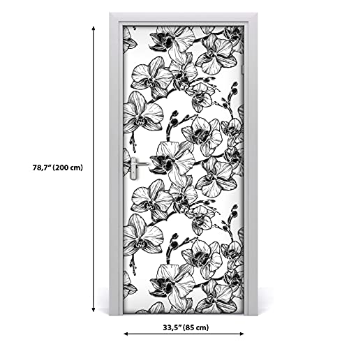 Décoration pour la porte papier peint orchidées repositionnable - 4