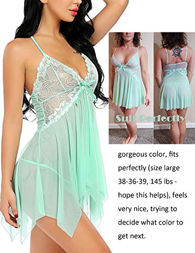 Avidlove Lingerie for Women Bridal Sleepwear Sexy Lengire Sheer Nightie Appple Green M