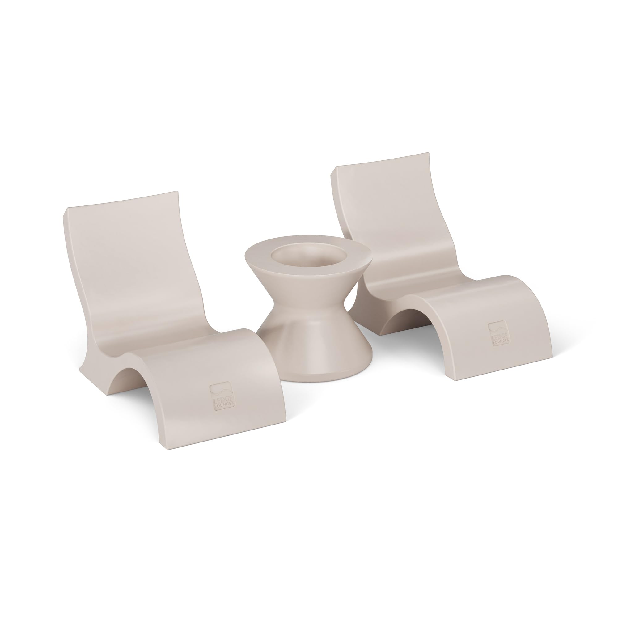 Ledge Lounger Pool Lounge Chairs, Lowback, Set of 2 with Table