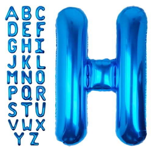 SULALABOO 40 Inch Blue Letter H Balloon Big Foil Helium Letter Balloons A-Z