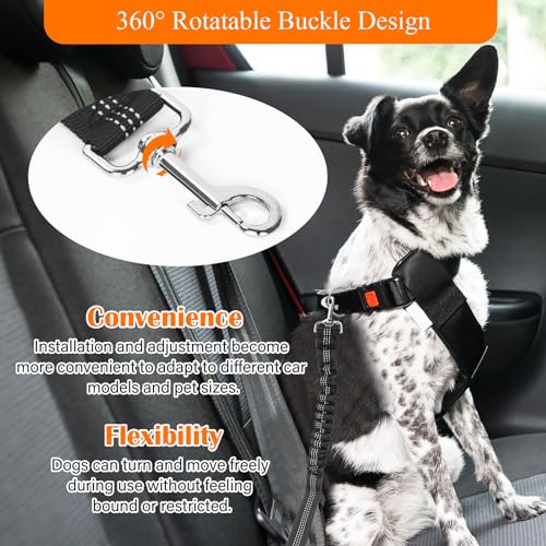 DATEFUN Hunde Anschnallgurt Auto Verstellbarer - 2 Stück Sicherheitsgurt Hunde mit Rückdämpfung und Aufbewahrungstasche für Alle Hunderassen & Autotypen (50-88cm)