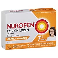 Nurofen For Children 7 plus Years Chewable Capsules Pain Relief Orange (Count of 24)