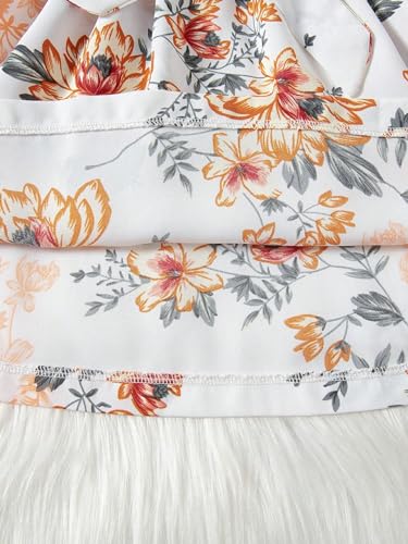 Floerns Girl's Floral Print Long Sleeve Rib Knit Button Front Belted A Line Dress4