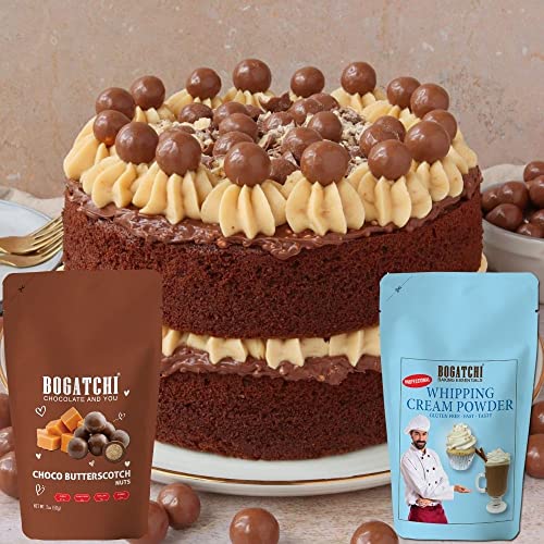 Image of BOGATCHI Whipping Cream Powder, Whipping cream for cake, Whipped Cream, Premium Whipping cream Powder,Rich Whipping cream|FREE One Extra Whipping Cream Powder(50g)+ Chocolate Butterscotch Nuts(50g)