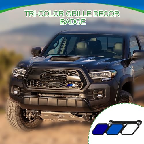 Image of Tri-Color Grille Decor Badge, Front Grill Emblem, Tri-Color Grille Badge Emblem Decoration Accessories, Grille Insert Trims Car Decor Fit for Tacoma 4Runner Tundra (Blue Gradient)