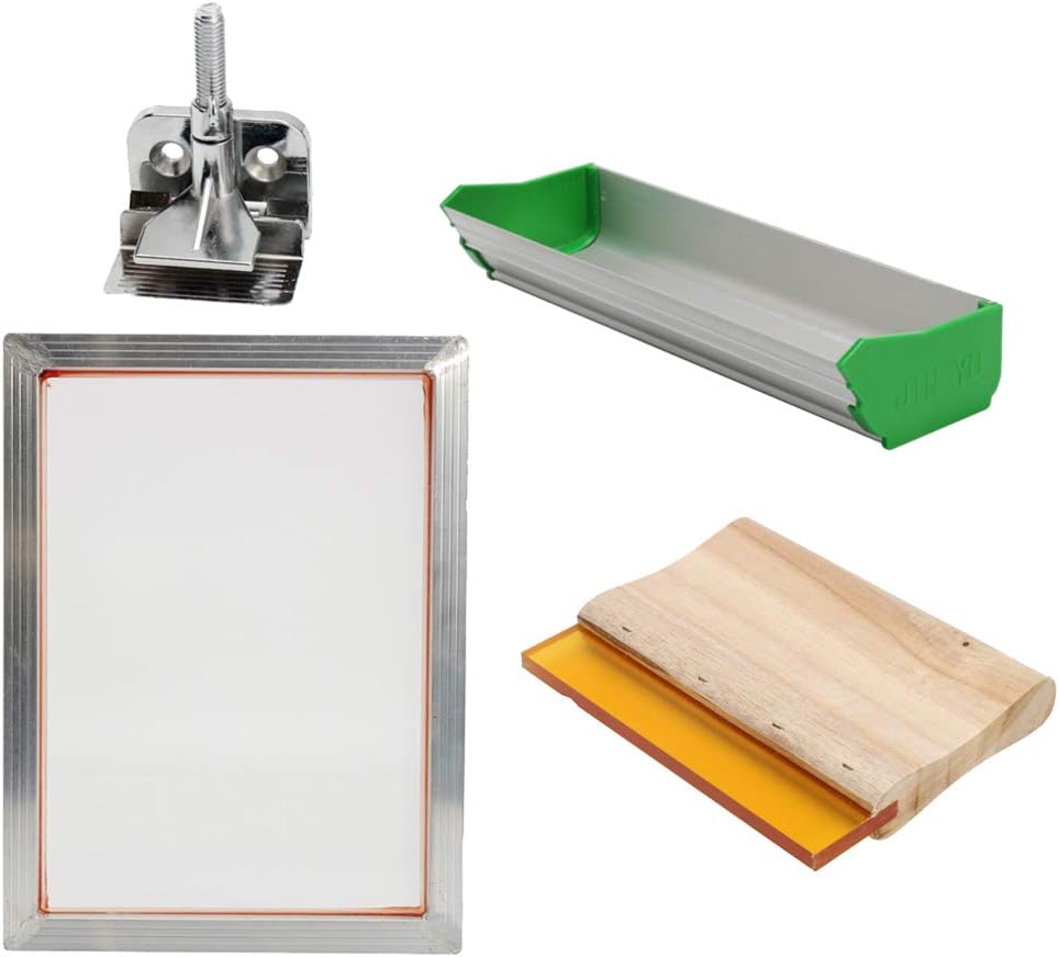 High-Precision Silk Screen Printing Frame Kit for T-Shirts DIY,with Plastic Scraper Squeegee and Hinge Clamp - Perfect for Woven Fabric and Crafts Accessories, Ideal for Small