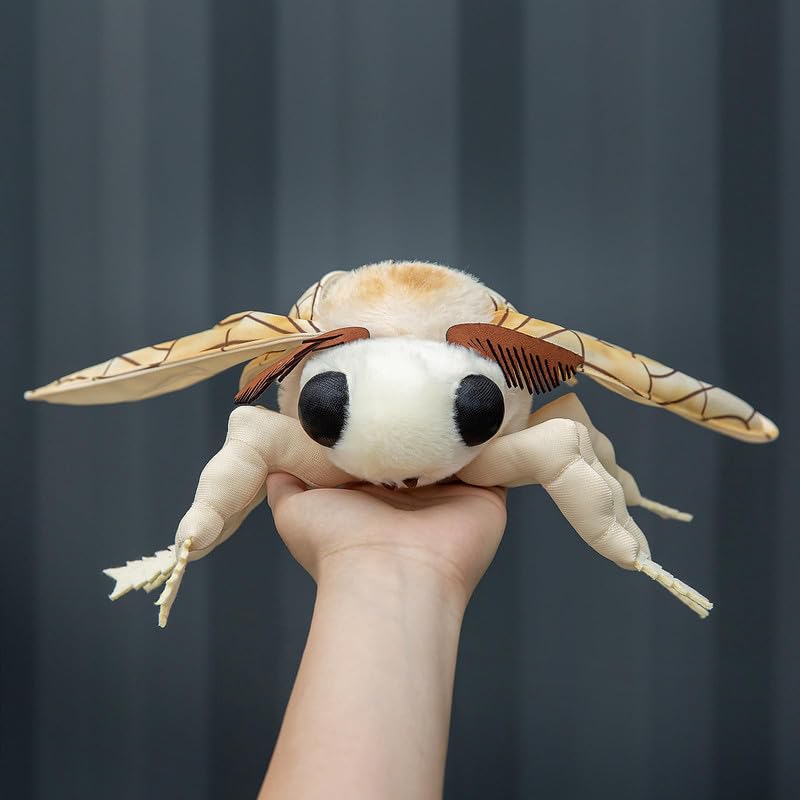 PuffPurrs Motte Plush 33CM/12IN, Kawaii Moth Plüschtier, Realistische Silk Moth Kuscheltier, Motten Stofftier Plüsch Spielzeug für Kinder Kuscheltiere, Geschenk für Natur- und Tierliebhaber