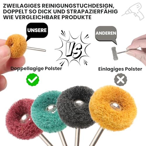PMIQSA 40 Stück 25 mm Schleifscheibe-Polierscheiben, Körnung 80/150/240/400 Mit 1/8 Schaft Polieraufsatz Akkuschrauber für Dremel Metallschleifaufsatz