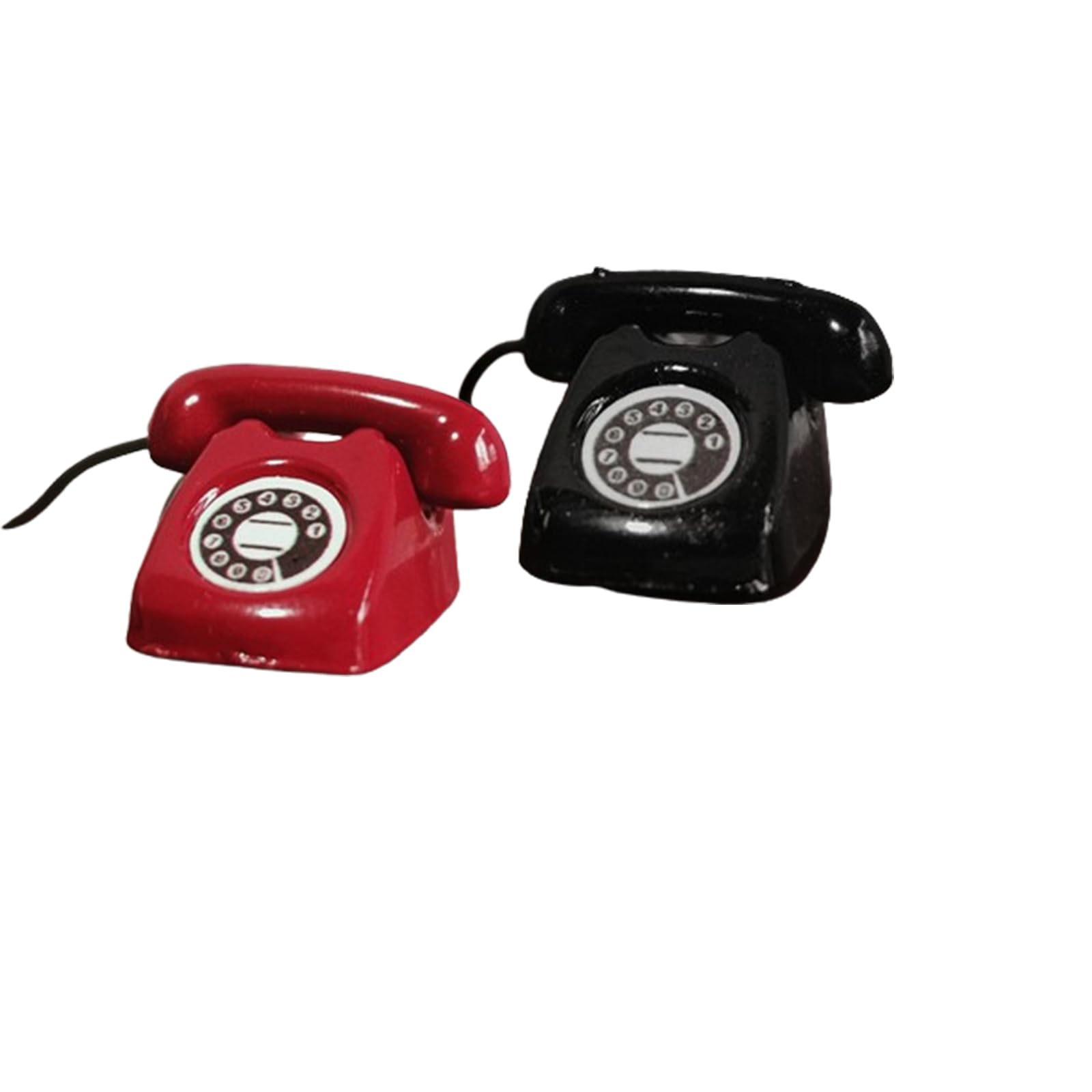 Gxsterd 2pcs Miniature Telephone 1/12 Dollhouse Mini Phone for Doll House Decoration, Black and Red