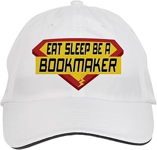 Makoroni - EAT Sleep BE A Bookmaker Career Hat Adjustable Cap, DesT91 White