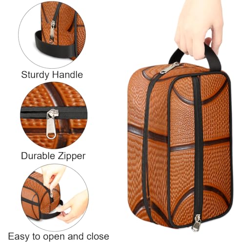 Basketball Sports Travel Toiletry Bag for Boys Teens, Waterproof Hanging Dopp Kit for Men, Shaving Bag with Large Capacity for Travel,Sports Shower3