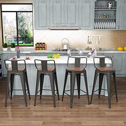 Aklaus 30 Inch Swivel Bar Stools Set Of 4 Metal Bar Stools With Backs Counter Stools Set Of 4 Counter Height Stools Farmhouse Bar Stools 30 Inch, Swivel, Matte Black #TOP2