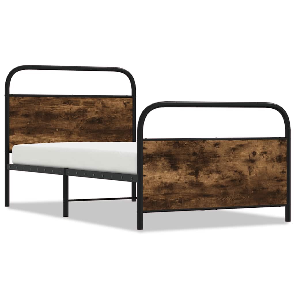 100x190 cm Steel and Engineered Wood Bed Frame with Slats | Features a durable metal platform structure that supports mattresses directly without needing a box spring.