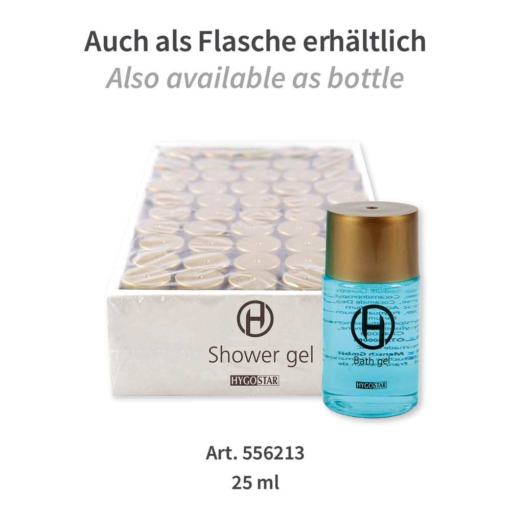 FRANZ MENSCH 250 Stück Hygostar Duschgel | Tube, standard, transparent, V: 30ml, L: 10.5cm, B: 4cm, Hotel-Duschgel, Einmalduschgel, Hotelskosmetik