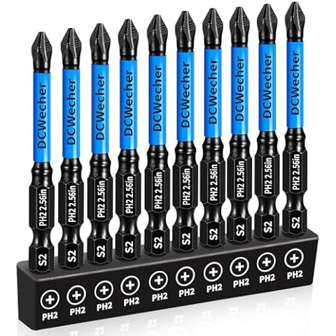 10-Pack 2 Phillips Bits 2.56 ''- Professional CNC Anti-Slip Phillips Impact Driver Bits #2- Phillips Head Drill Bits with Magnetic Bits- Phillips Screwdriver Bits S2 Alloy Steel- Ph2 Bits Cover