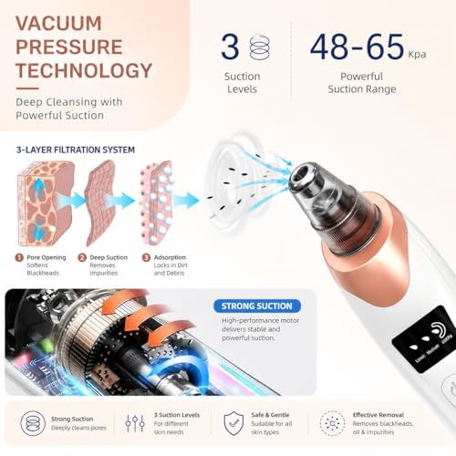 Image of MORTON DAVIES 4 In 1 Multi-Function Blackhead Whitehead Extractor Remover Device Facial Cleansing Tool ,Skin Cleaner,Pimple Removal Tool,Acne Pimple Pore Cleaner Vacuum Suction Tool For Men & Women(White) (5 pro)