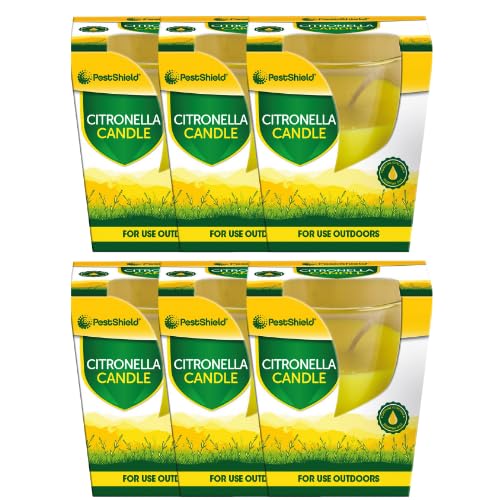 Citronella Outdoor Candle Natural Insect Repellent Scented Candle for Garden, Patio & Camping Assorted Colours Long Lasting Burn Available in Multi-Pack Options (Glass Jar, Pack of 6)