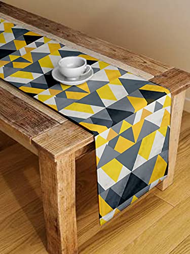 Amazon Brand - Umi Geometrical Printed Poly Cotton 6 Seater Table Runner and Bed Runner (13 x 72 Inches)