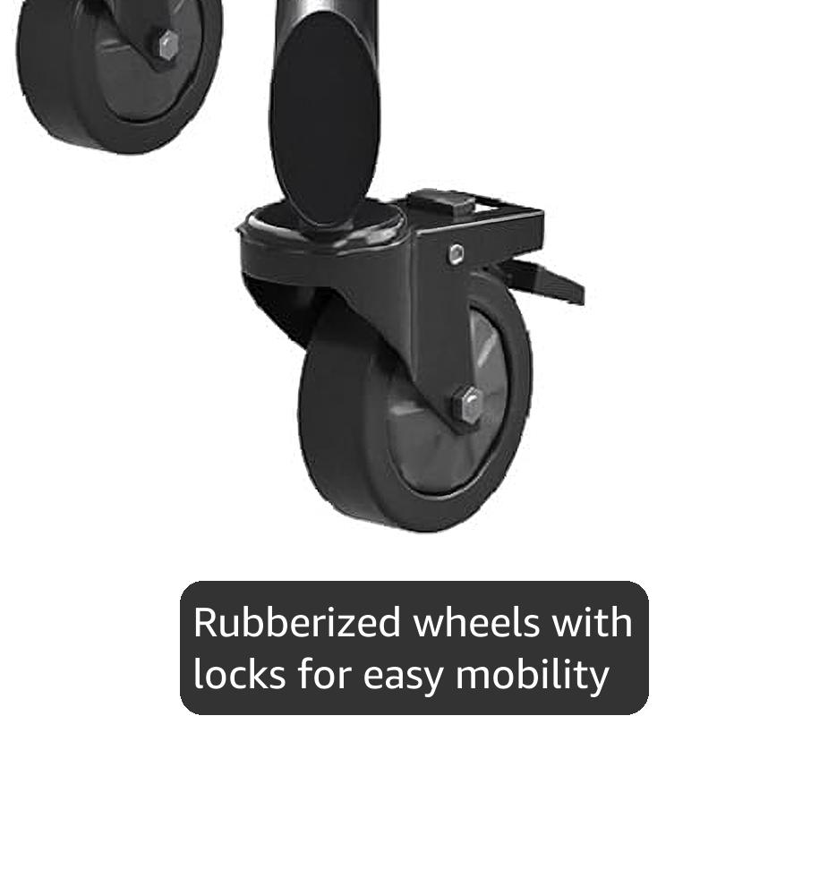 ONKRON Mobile TV Stand on Wheels for 50-86 Inch Screen, max Load 233 lbs, Height Adjustable, Portable TV Cart, VESA 200x200-800x500, TV Cart Rolling TV Stand with Wheels and Shelves Black